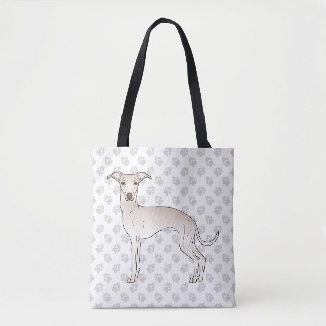 Bolso De Tela Crema Italiana Greyhound Cute Perro de caricatura  (Anverso)