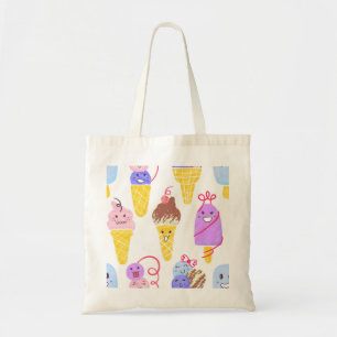 Bolso De Tela Cremas de hielo de Kawaii, lindo patrón sin costur