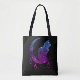 Bolso De Tela Crescent Moon Cat Mystical Pastel Gótico Espiritua