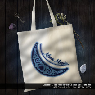 Bolso De Tela Crescent Moon Magic Stars Celestial Love