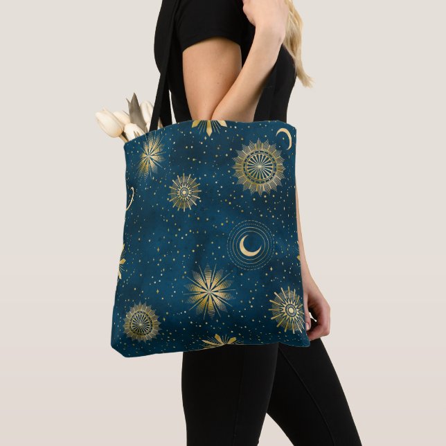 Bolso De Tela Crescent Moon Starry Night Celestial (Detalle)