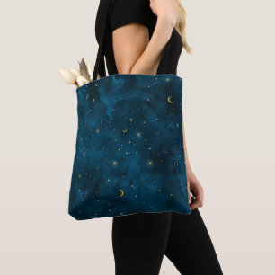 Bolso De Tela Crescent Moon Starry Night Celestial