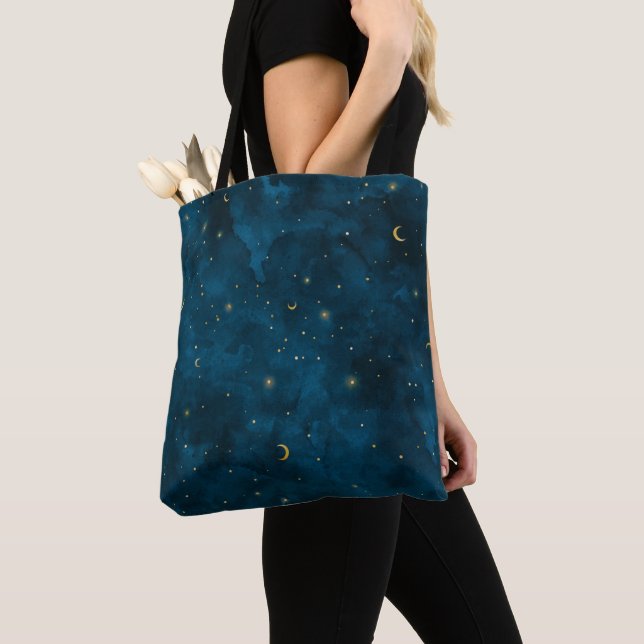 Bolso De Tela Crescent Moon Starry Night Celestial (Detalle)