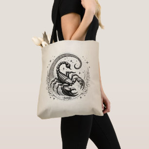 Bolso De Tela Crescente de Luna Astrología Zodiaco Escorpio