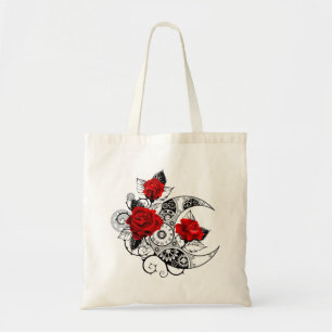 Bolso De Tela Crescente Mecánico con Rosas Rojas
