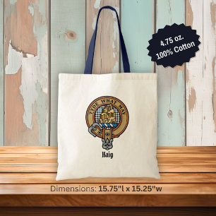Bolso De Tela Crest de Clan Haig sobre Tartán de Cuadros