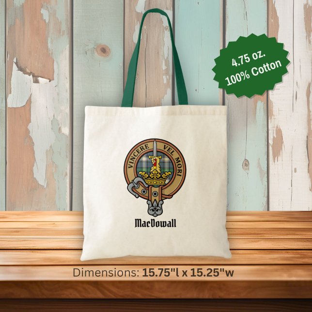 Bolso De Tela Crest de Clan MacDowall sobre tartán (Subido por el creador)
