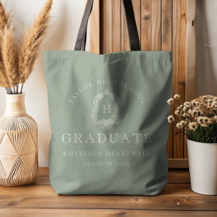 Bolso De Tela Crest de Monograma Verde Salvia Blanco Graduación