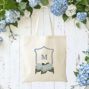 Bolso De Tela Cresta de Hortensia Azul y Cesta Personalizada
