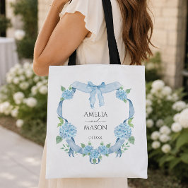 Bolso De Tela Crestas de Hortensias Azules Bodas en Acuarela