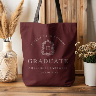 Bolso De Tela Crestón de monograma Burgundy rojo blanco graduaci