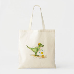 Bolso De Tela Cría Dinosaurio T-Rex en la playa