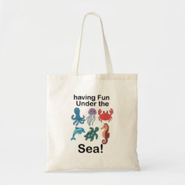 Bolso De Tela Criaturas Marinas Divirtiéndose Bajo El Mar Cumple