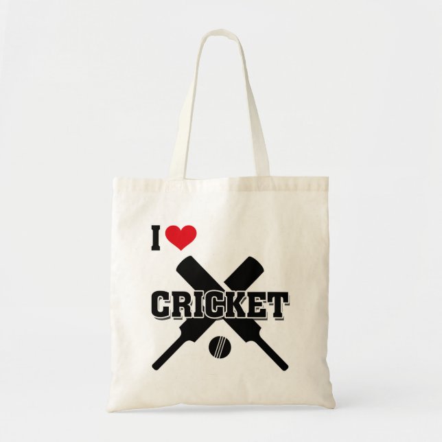 Bolso De Tela Cricket, me encanta el críquet (Frente)