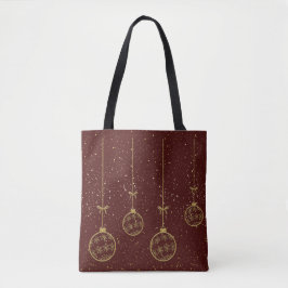 Bolso De Tela Crimson and Gold Ornament Christmas Tote Bag