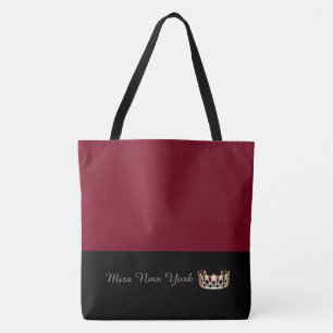 Bolso De Tela Crimson de Miss USA Gold Crown Tote Bag-LRGE