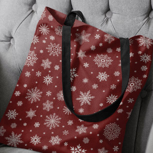 Bolso De Tela Crimson Red de copo de nieve en invierno blanco