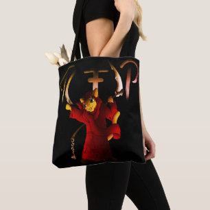 Bolso De Tela Crimson Red Grim Reaper Cat