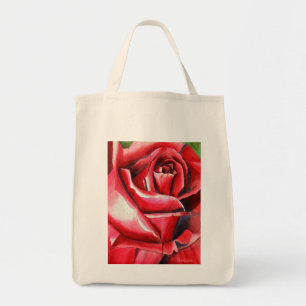 Bolso De Tela Crimson Red Rose acuarela original macro