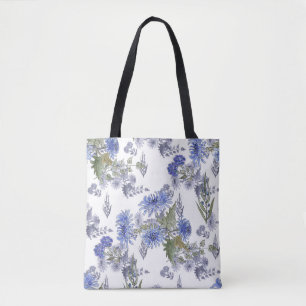 Bolso De Tela Crisantemo azul, acuarela