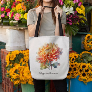 Bolso De Tela Crisantemo de cosecha dorada, personalizado