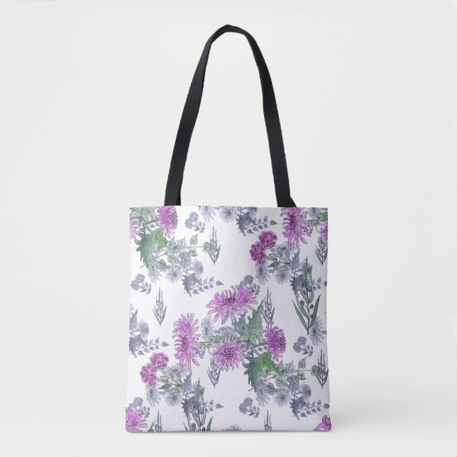 Bolso De Tela Crisantemo de Lilac (Anverso)