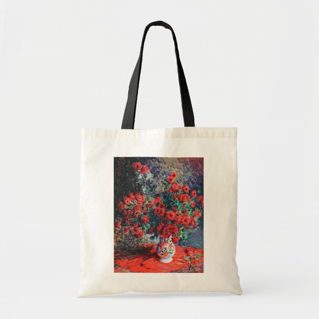 Bolso De Tela Crisantemo Rojo, Monet (Frente)