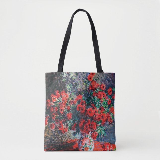 Bolso De Tela Crisantemo Rojo, Monet (Anverso)