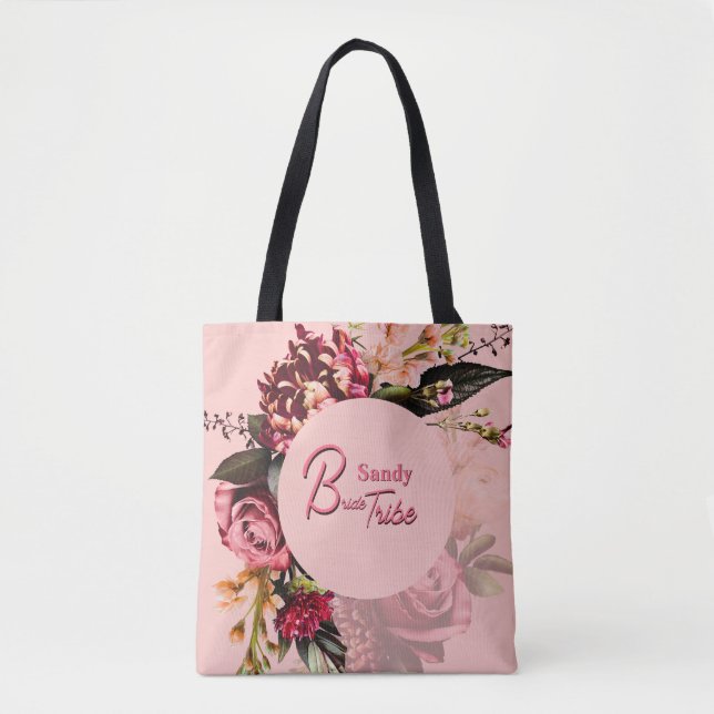 Bolso De Tela Crisantemo romántico en rosa gossamer (Anverso)