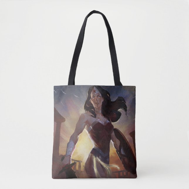 Bolso De Tela Crisis infinita Ilustracion de mujer maravilla (Anverso)