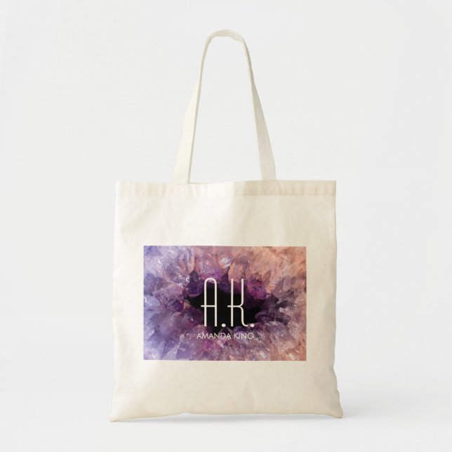 Bolso De Tela Cristal de Geode Púrpura (Frente)
