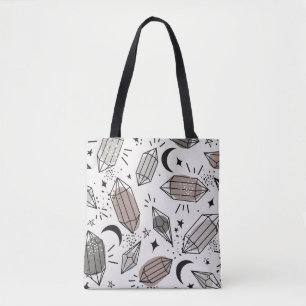 Bolso De Tela Cristales, Luna, Estrellas, Diseño superficial.