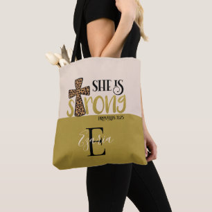 Bolso De Tela Cristiana Personalizada Es Proverbios Fuertes 31