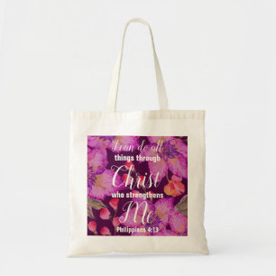 Bolso De Tela Cristianos filipinos 4:13 Biblia versus Floral