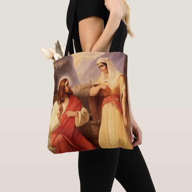 Bolso De Tela Cristo y el samaritano por Christian Schleisner (Detalle)