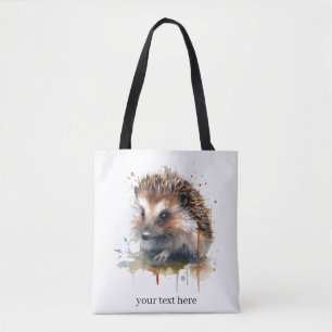 Bolso De Tela Critter acogedor: Erizo en acuarela, personalizado