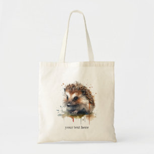 Bolso De Tela Critter acogedor: Erizo en acuarela, personalizado