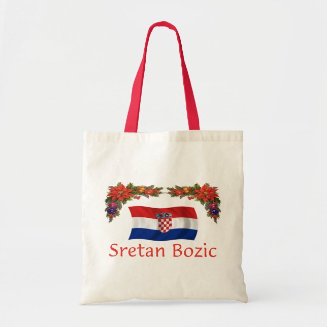 Bolso De Tela Croata Sretan Bozic (Felices Navidad) (Frente)