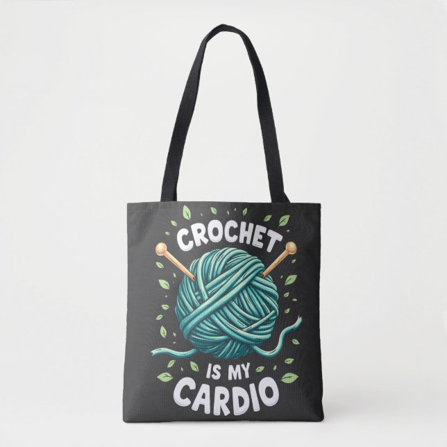 Bolso De Tela Crochet es mi cardio Hilo de coser Fitness (Anverso)