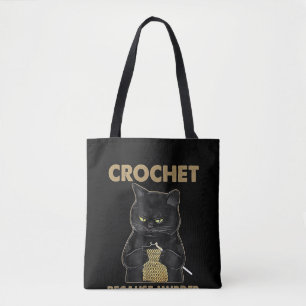 Bolso De Tela Crochet negro de gato porque el asesinato está ma