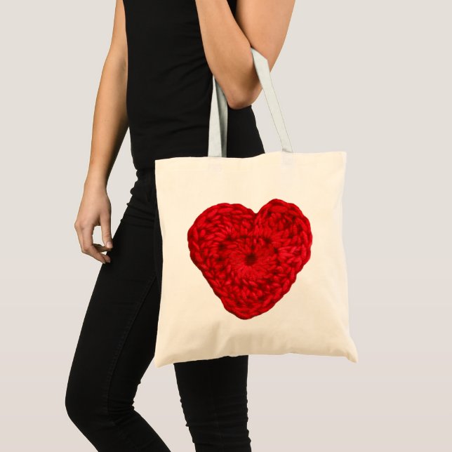 Bolso De Tela Crochet Yarn Heart ・ Artesanías hechas a mano (Anverso (producto))