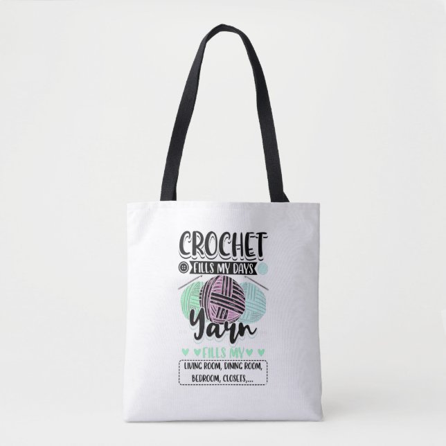 Bolso De Tela Crocheting - Crochet llena mis días (Anverso)