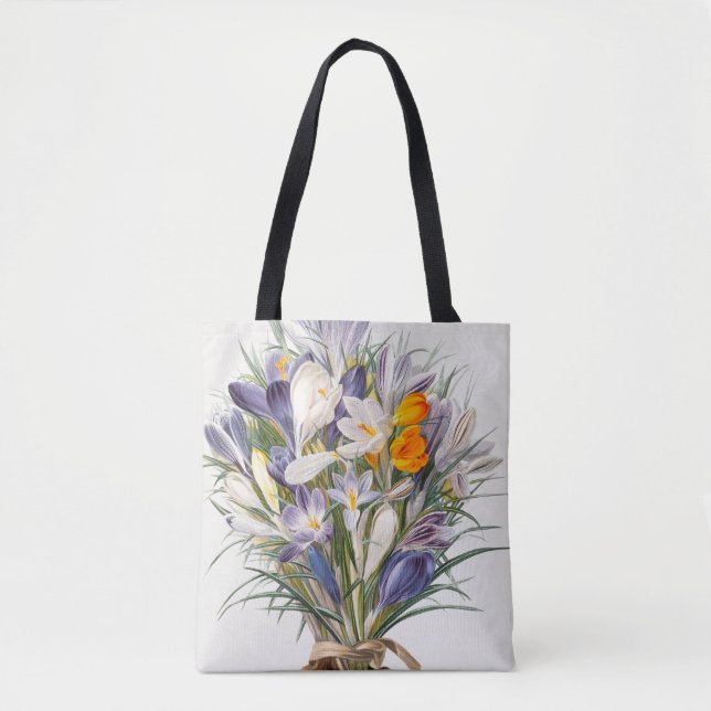 Bolso De Tela Crocus Spring Flower Botanical Floral Art (Anverso)