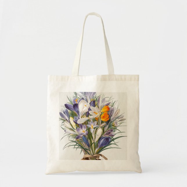 Bolso De Tela Crocus Spring Flower Botanical Floral Art (Frente)