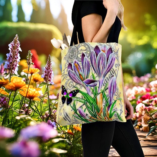 Bolso De Tela Crocus y mariposa (Subido por el creador)
