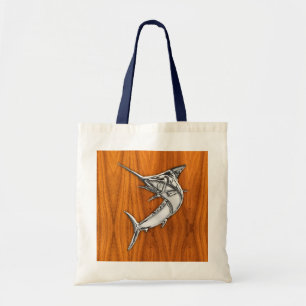 Bolso De Tela Cromado como Marlin en la decoración de madera de