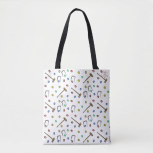 Bolso De Tela Croquet Player Boho Hand-Illustrated Whimsical