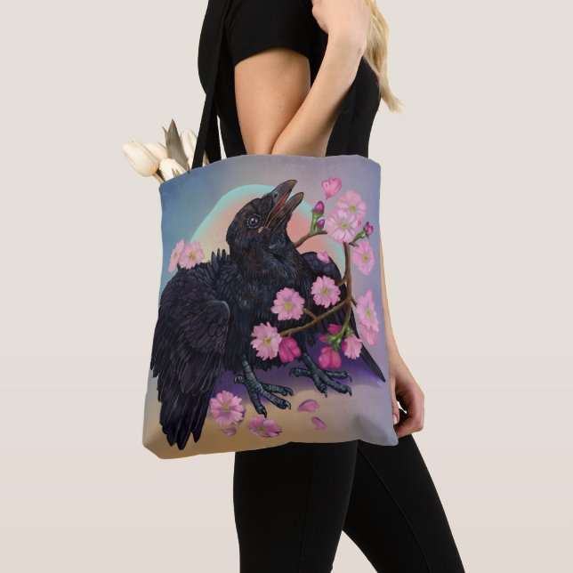 Bolso De Tela Crow con flores de manzana (Detalle)