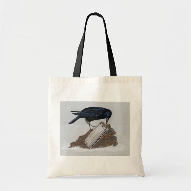 Bolso De Tela Crow y Harmonica (Frente)