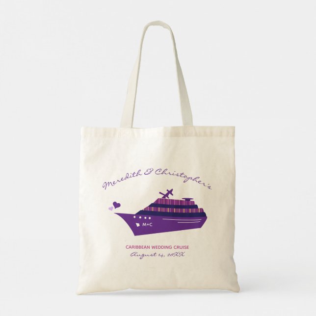 Bolso De Tela Cruceros Boda personalizados púrpura (Reverso)